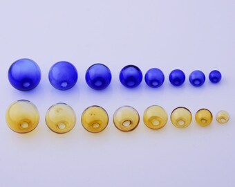 8PCS Glass Globe, ball Shape bottle, Yellow/Blue Clear glass bottle for jewelry Pendant, wishing glass bottles Glass Bubble 101623