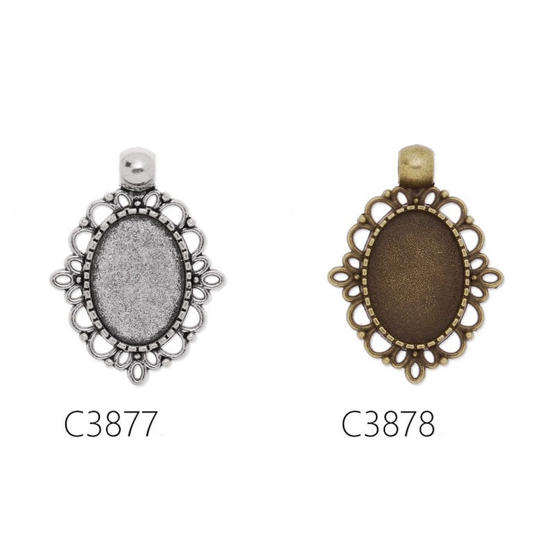 20PCS Flower Shape Zinc Alloy Cameo Cabochon Base Setting Pendants,fit 13x18mm cabochons
