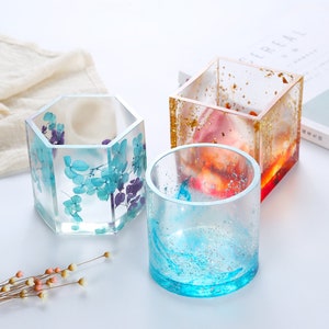 1PCS  DIY Round/Square/Hexagon Mold For Plant Pot Silicone Pen Holder Mould Candle Holder Mold 103189