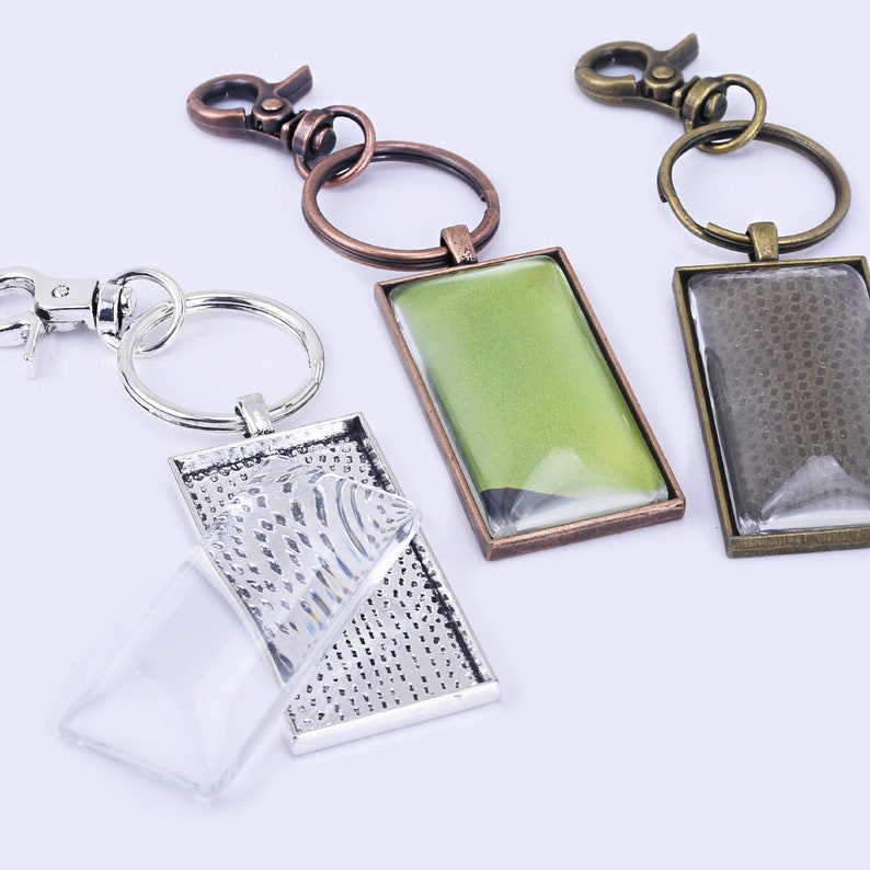 2550mm Zinc Alloy DIY Key Chain Pendant Kits Rectangle Etsy