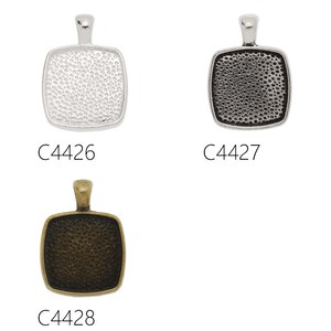 20PCS Square Zinc Alloy Cameo Cabochon Base Setting Pendants, Fit 18x18mm Square Cabochons