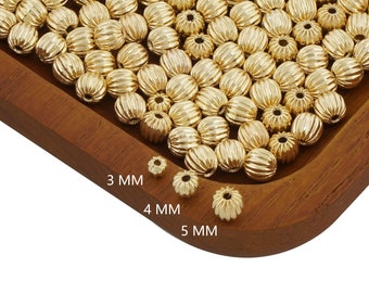 14K Gold Füllte Messing Kürbis Perlen Spacer Perlen für Armband-Halskette Schmucksachen, die Versorgung Großverkauf 50ST / bag 104031 bilden