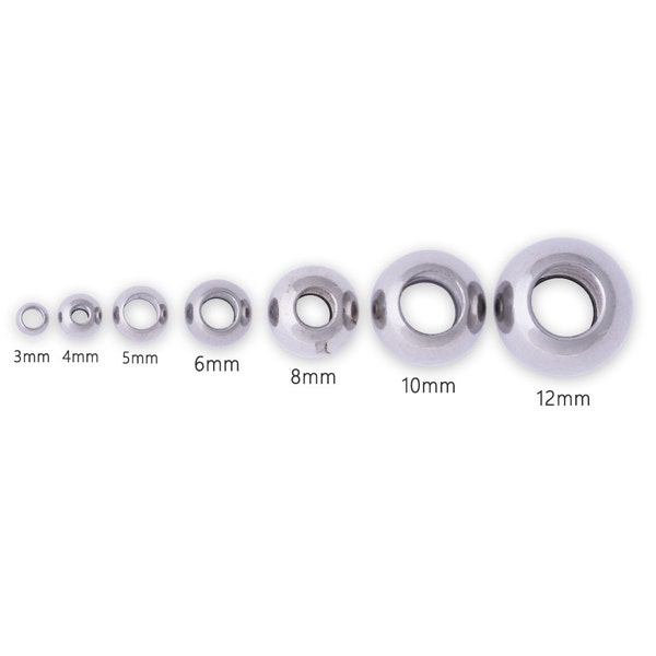 Stainless Steel Round Smooth Seamed Spacers, Platinum color, Spacer Beads, Large Hole Metal Beads Jewelry Findings 50pcs