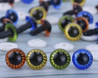 5ペア 3D 15mm ドールアイ カラフルなプラスチック製ぬいぐるみ用目 ウォッシャー付き 安全目 おもちゃの目 プラスチック製動物の目 102484