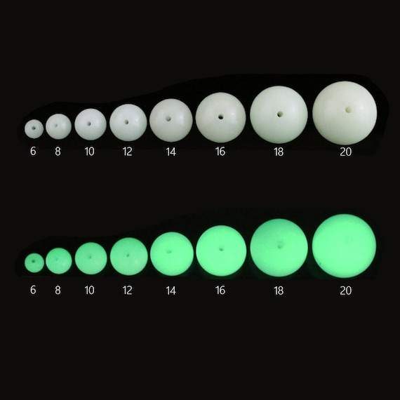 Green Glow In Dark Round Bead Luminous stone  UV Beads diy smooth blank glow pendant bracelet 10pcs 102406