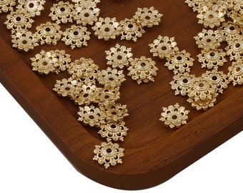 20PCS 14k Gold Filled Flower Bead Caps, 8mm Filigree Flower Bead Caps, Pearls Cap, Can work 10mm or more beads 10420150