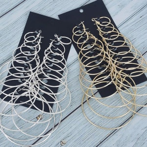 Iron Hoop Earring Component 2 / 2.5 / 3 / 3.5 / 4 / 4.5 / 5 / 5.5 / 6 / 6.5 / 7 / 7.5cm Boucles d’oreilles classic Hoop Earrings Small to Large Hoop Earrings 12 paires / carte 102489