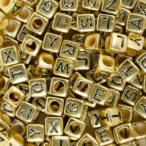 6mm Alphabet Beads Cube Acrylic Alphabet Beads A-Z 3.6mm Hole 100 Pcs/Bag 10313
