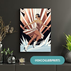 Ice Dancer Print: Vintage 1920s Flapper Art (Copper & Cream)
