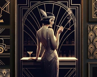 Speakeasy Flapper Art Print: 1920s Glamour (Various Sizes)