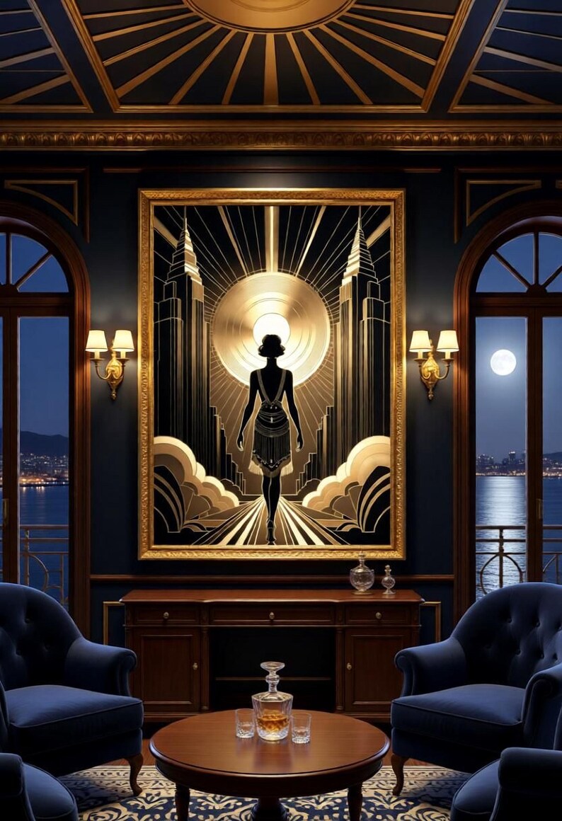 1920s Flapper Wall Art - Gold Details With Manhattan Skyline - Etsy UK