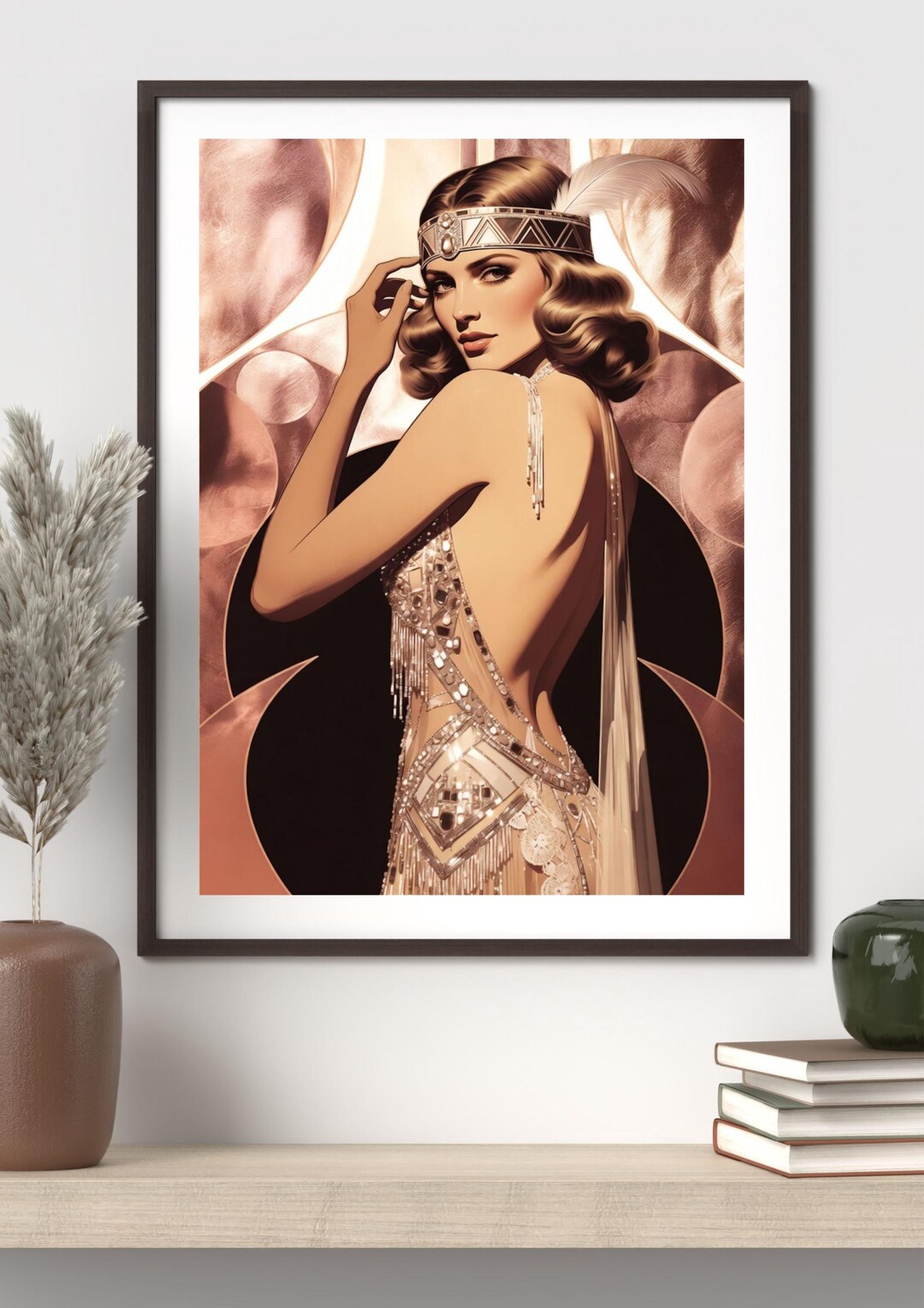 Art Deco Flapper Print – 1920s Champagne & Rose Gold Gatsby Glamour - Etsy