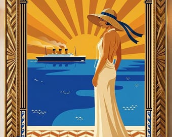 Art Deco Travel Print: Riviera Goddess - 1930s French Poster
