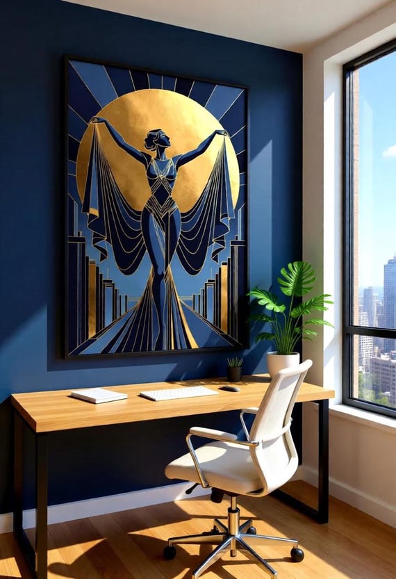Art Deco Golden Dancer Print Celestial Glamour ()