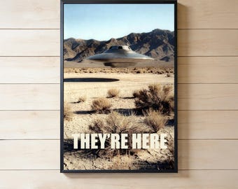 Historia Boba Lazara: UFO, UAP, latający spodek, Strefa 51, plakat, plakat na płótnie | Wydruk ścienny | Bez ramki | Wyjątkowy prezent dla niego i dla niej