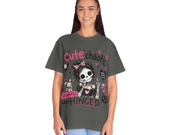 Gothic Skull Girl T-shirt | Kawaii Punk Sketch Tee