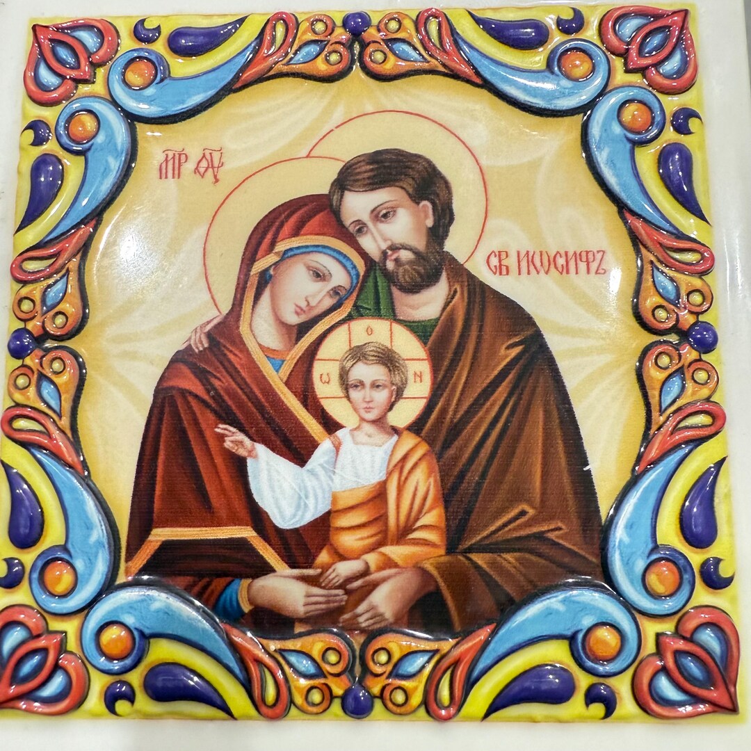 FARS ITALY Ceramic Holy Family Icon Relief Plaque Religious Art Wall ...