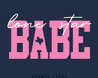 Lone Star Babe, Texas Western PNG, Texas SVG, DTF utskrivbar skjortdesign, direktnedladdning