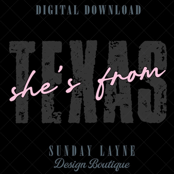 She's From Texas Pink PNG, Western Sublimation SVG  - Instant Download