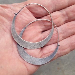 Sterling silver hoop earring unique textured  earrings. (NOT SHINY) . 2 1/8&quot; diameter. Also 1 3/4&quot; Free shipping, Free batik gift box
