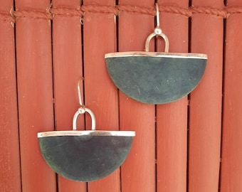 Artsy Earrings, silver blue, Half Moon, Lightweight Earrings, indigo dyed  sterling Earrings, . Free shipping, Free batik jewelry box