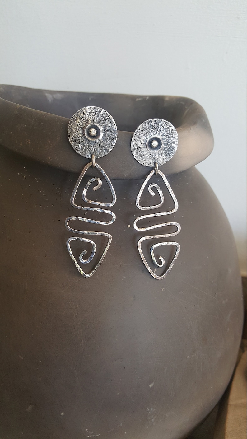 Fun Dangle Earrings Hand Made From Recycled Sterling Silver. Etsy