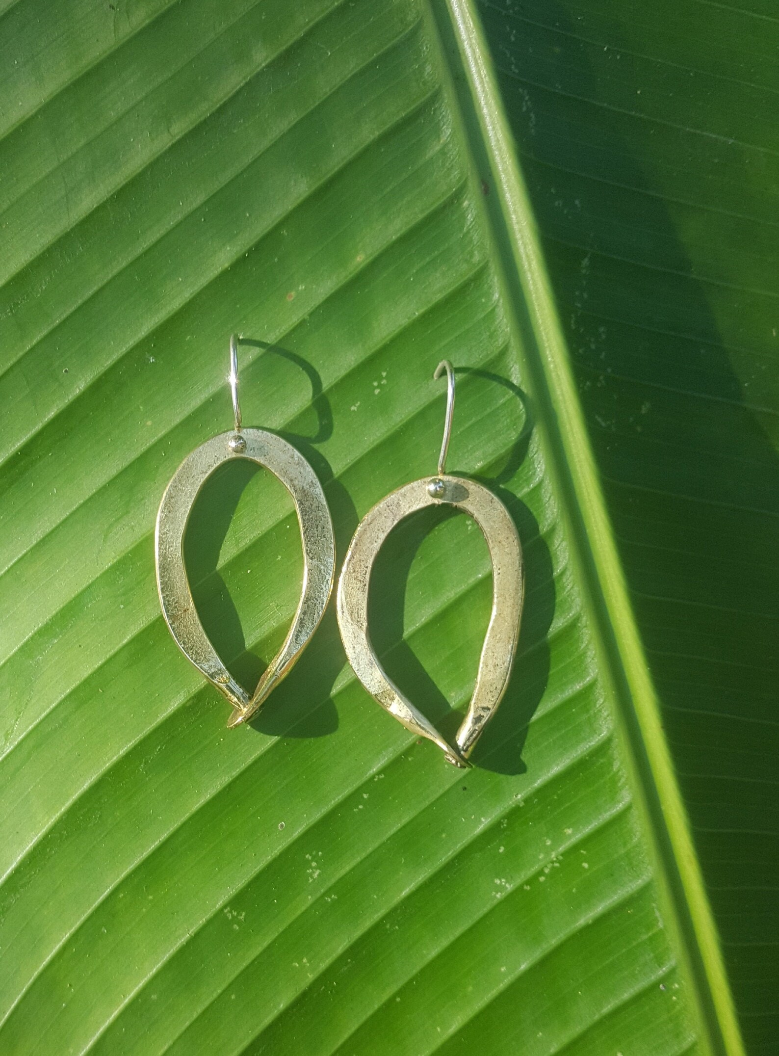 Golden Hoop Earrings. Handmade From Recyced Brass With Etsy