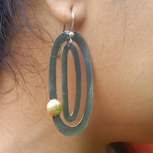 Funky Large silver gold  hoop, FREE jewelry box,  textured light earrings, Elegant, timeless earrings, lightweight but bold. Free shipping