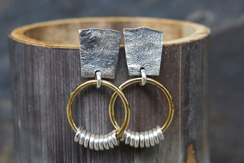 Boho earrings sterling silver jewelry, organic earrings. Best selling jewelry, Hollow, lightweight. Free batik gift box image 3