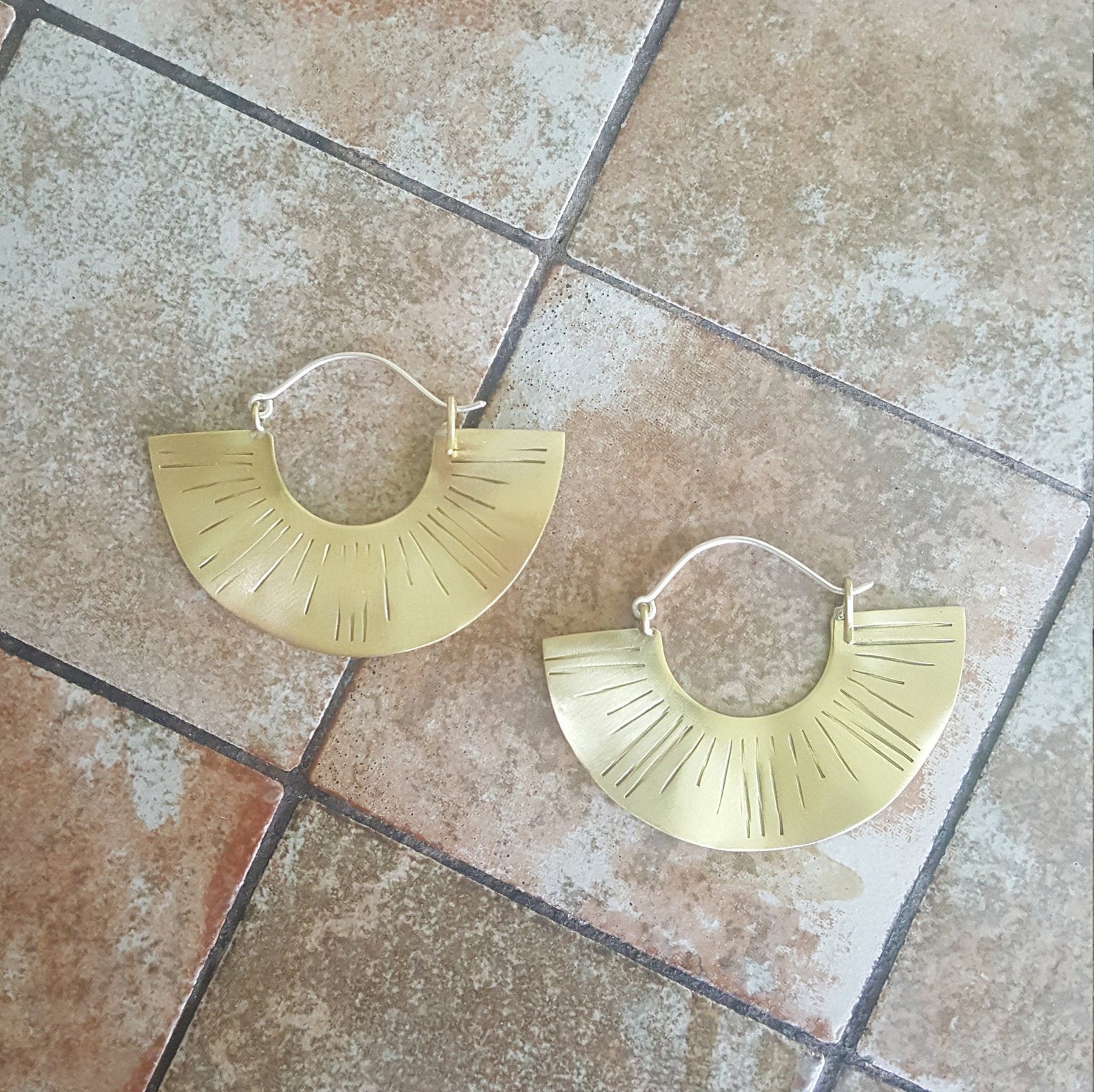 Half Circle Hoop Earrings Half Moon Hoop Earrings Wave Hoop Etsy