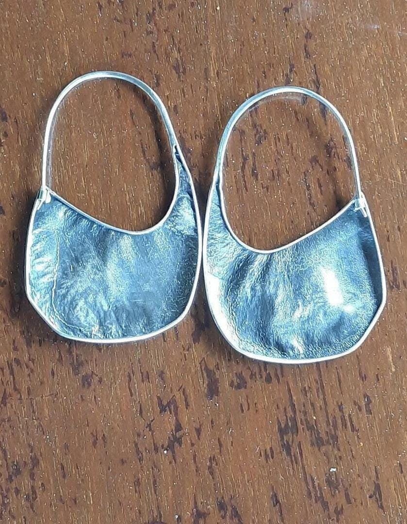 Funky silver earrings,  Funky Hippie Boho style, express your love of the natural world. Free shipping batik gift box