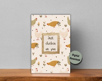 Get Well Soon, Thinking of you Greeting Card, Chicken Farm Pun, Digital Download