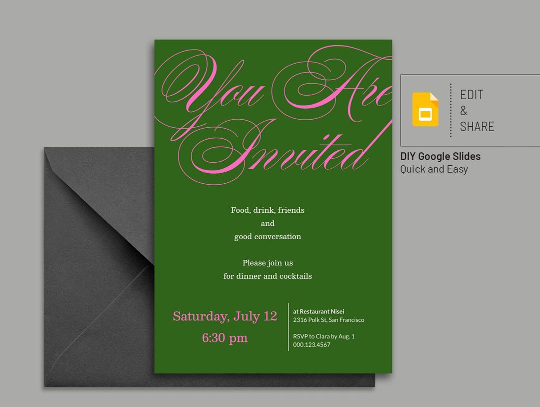 Invite 5x7 - Classic (DIY Card Design Template - Editable Google Slides ...