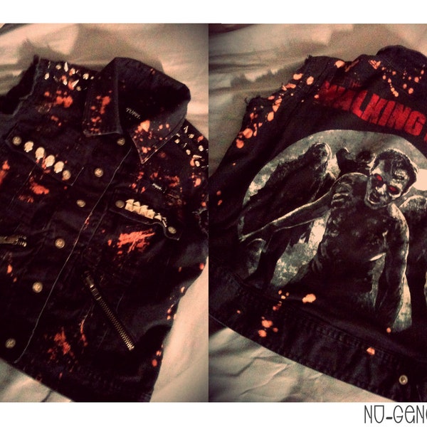 The WALKING DEAD Daryl Dixon Spiked Studded Grunge Black Zombie Vest