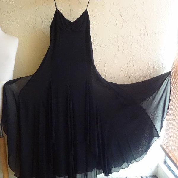 VTG with original tag  Black RALPH LAUREN Black  Cocktail Gown  spaghetti straps Size 10  Tall
