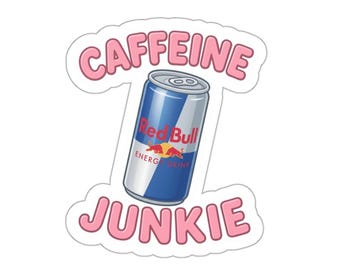 Naklejka z puszką Caffeine Junkie | Naklejka z napojem energetycznym