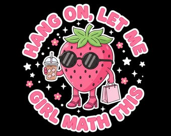 Flicka Matte Jordgubbsklistermärke, Coquette Boba Drink PNG SVG (digital nedladdning)