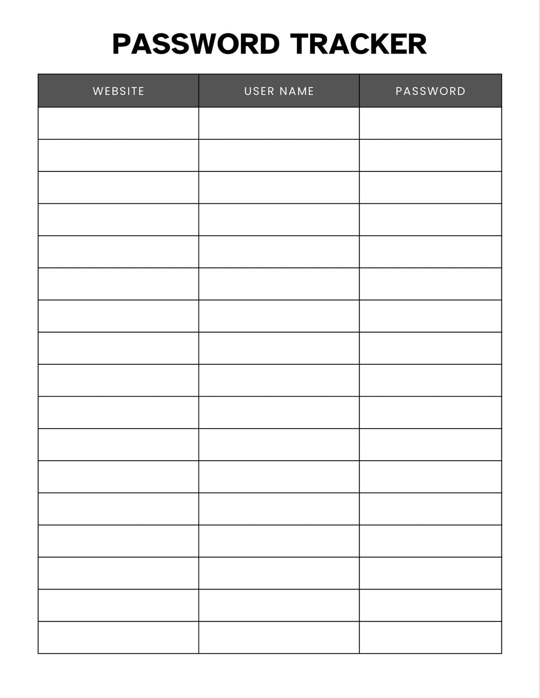 Digital Password Tracker | Minimalist Login Organizer | A4 & US Letter ...