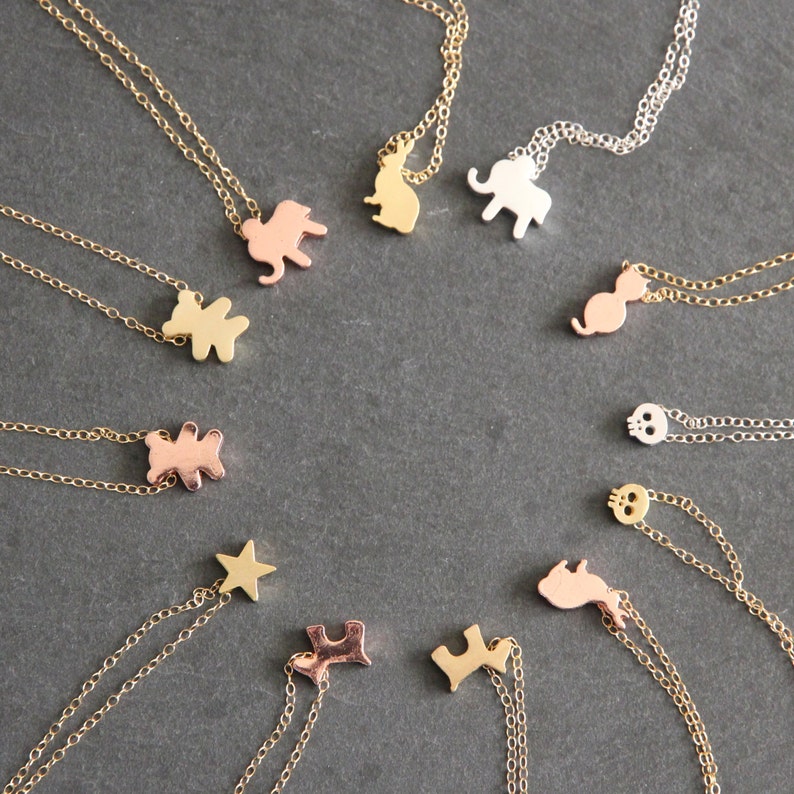 Gold Dog Necklace Gold Dog Charm Puppy Love 18k Gold or 18k Rose Gold Dipped Mini Puppy Necklace. image 3