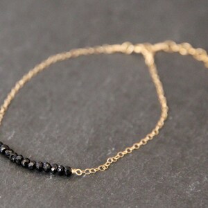 Black Spinel Bracelet Gold Bracelet Spinel Gold Bracelet Spinel Gold Bar Bracelet