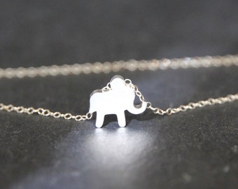 Gold Elephant Necklace Gold Elephant Charm 18k Gold, Rose Gold or Rhodium Dipped Mini Elephant Necklace.