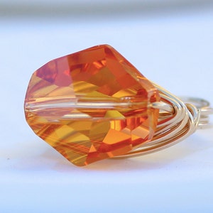 Gem Pops. Swarovski Crystal in Silver Gold Wire Wrapped Ring