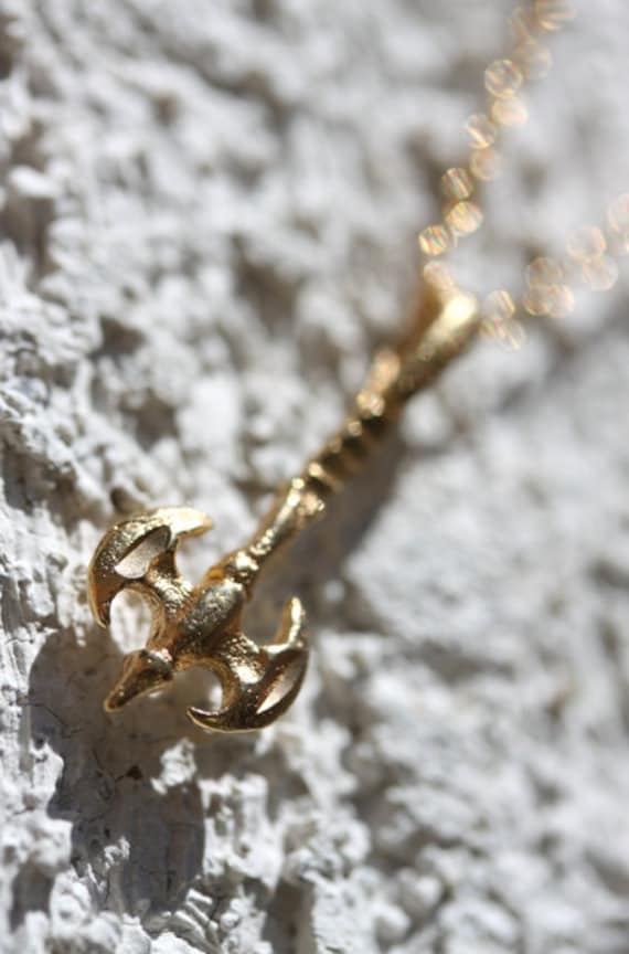 Gold Charm Necklace She-Ra. Gold Necklace. Gold Medieval Axe Pendant