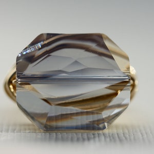 Gold Wirewrapped Ring Gold Ring Gem Pops. Swarovski Crystal in Silver Gold Wire Wrapped Ring
