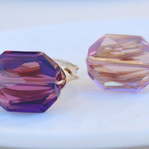 Gem Pops. Swarovski Crystal Gold or Silver Wire Wrapped Ring