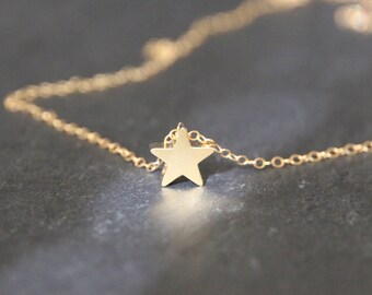 Gold Star Necklace Rose Gold Necklace Charm Necklace Mini Gold Star Charm. Little Star