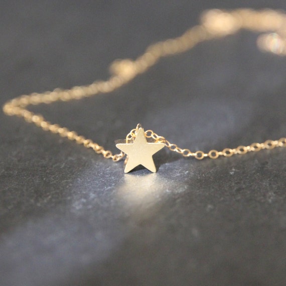 Gold Star Necklace Rose Gold Necklace Charm Necklace Mini Gold Etsy