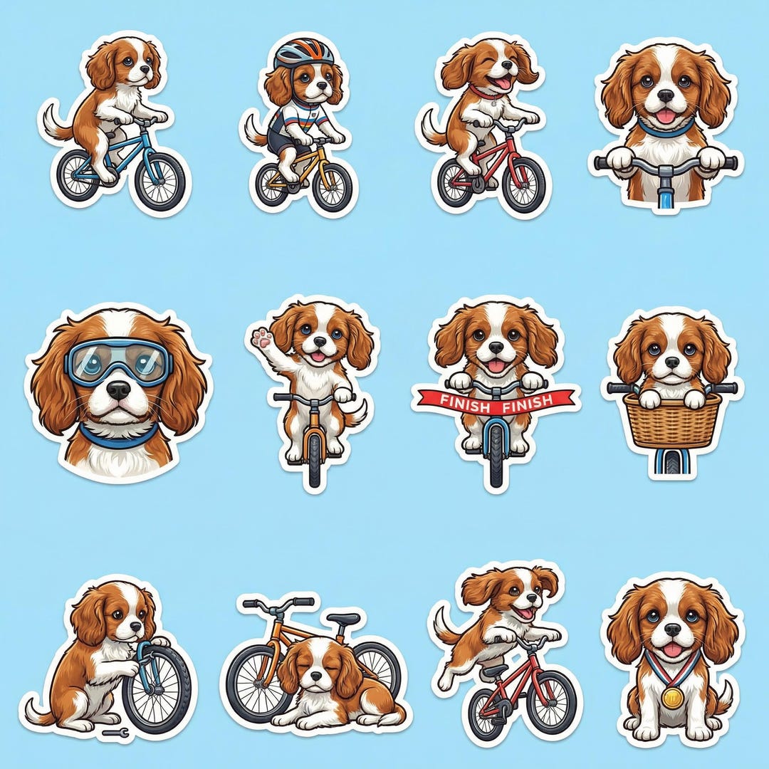 Cavalier King Charles Spaniel Sticker Sheet (12 Pcs) - Happy Cycling ...
