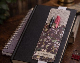 Alça floral para planner com bolso para caneta | Faixa para caderno feita à mão, acessório de estudo.