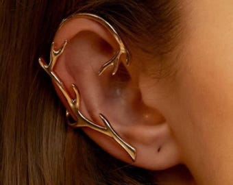 Branch Non-Piercing Ear Cuff,Branch Ear Wrap,Simple Branch Geometry Ear Climber,Delicate Ear Bone Clip,Valentine Ear Cuff Gift,Elf Ear Cuff